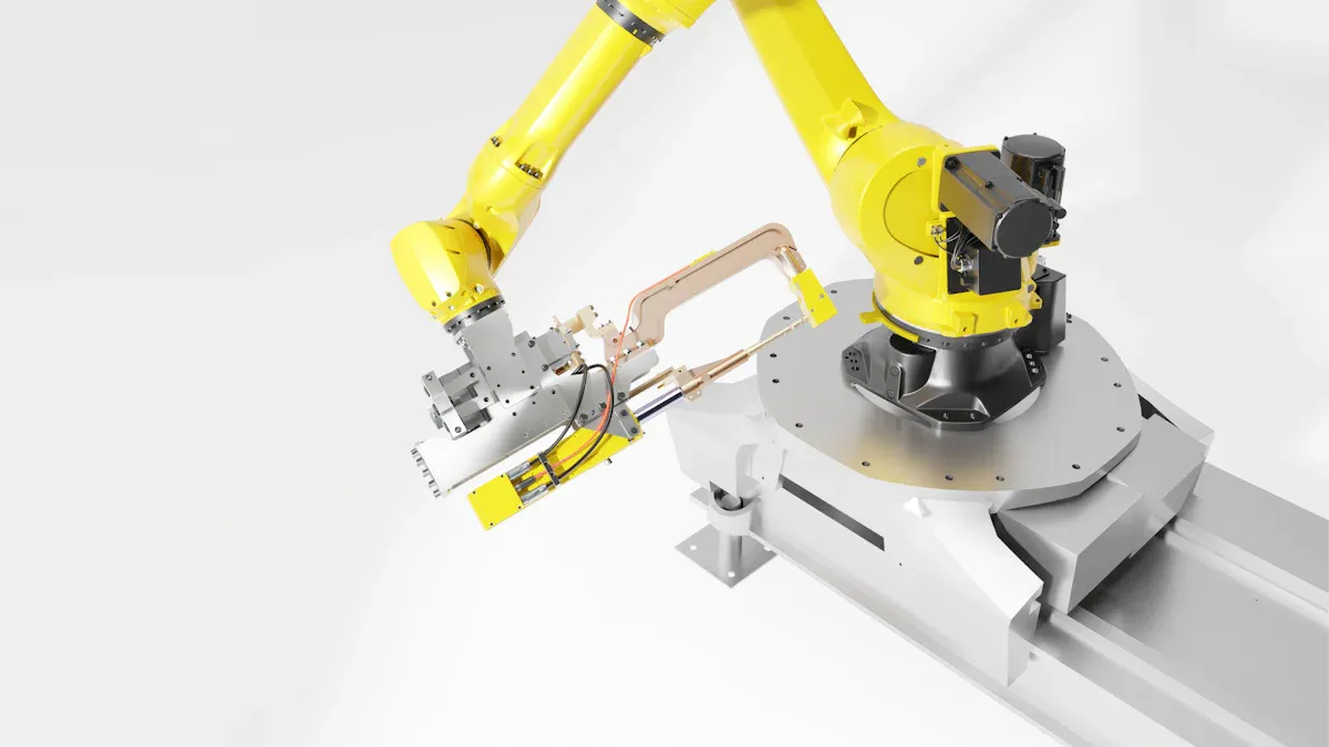 Operator monitoring a robotic welding cell