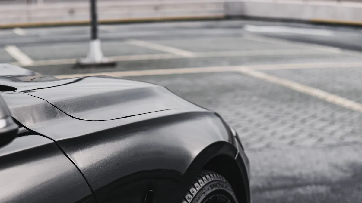 Satin Black Car Wrap