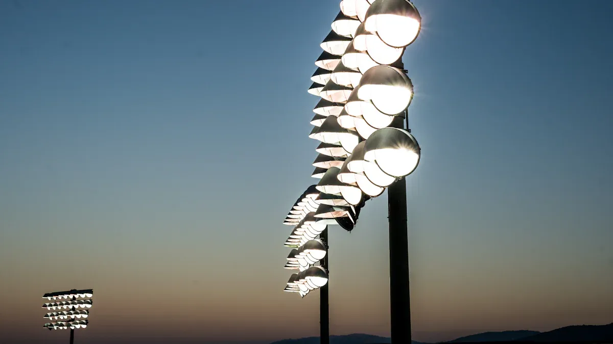 Floodlight poles in ports and warehouses