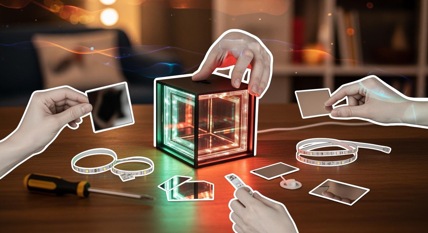 LED infinity mirror cube easy steps for sensory fun