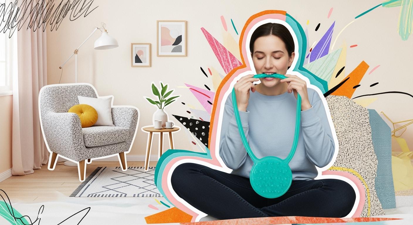 Chewing necklace helps calm nerves and senses