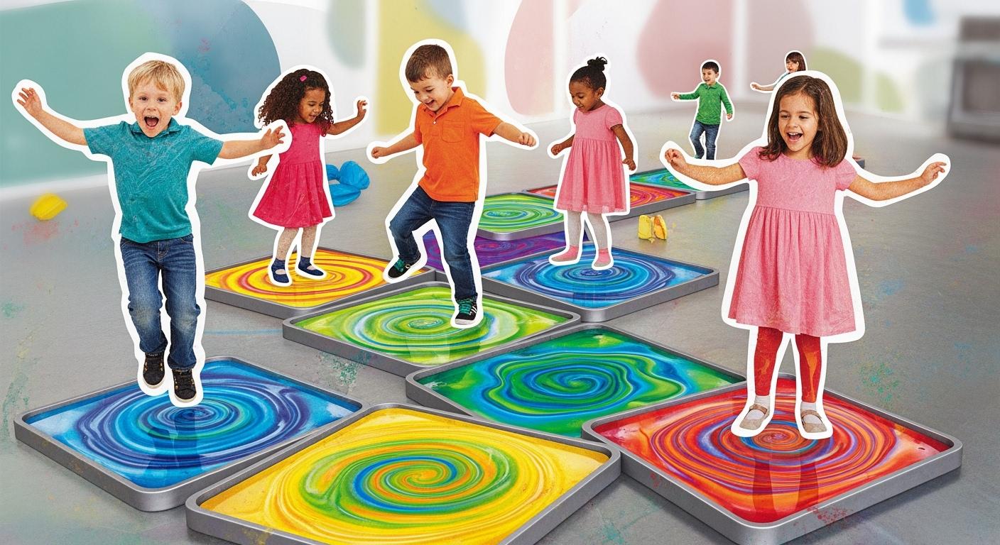 How to create movement games with sensory liquid floor tiles for kids