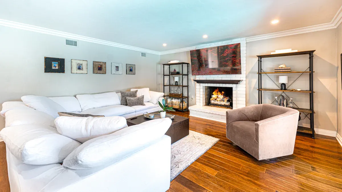 Layered living room lighting