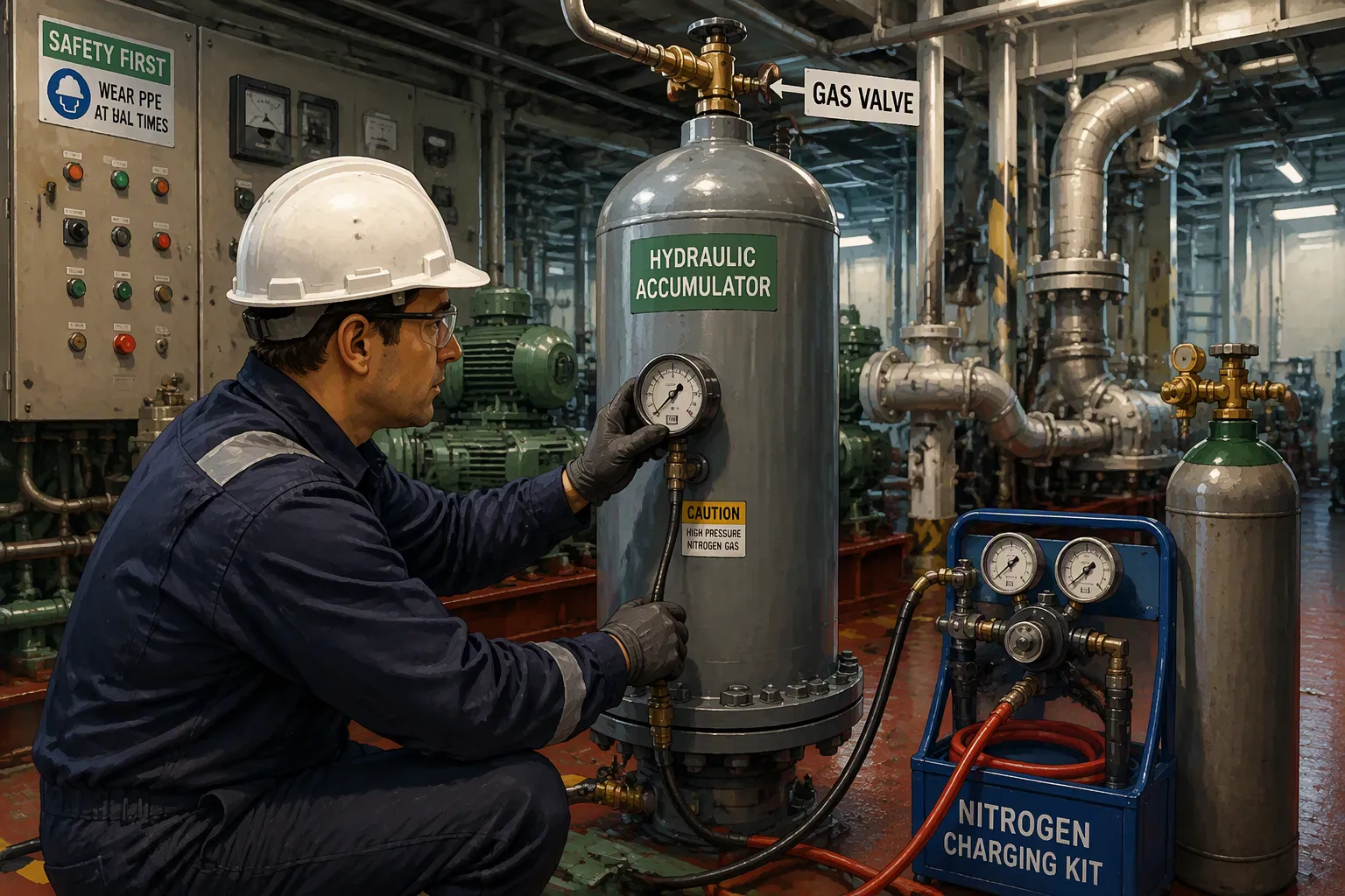 Hydraulic accumulator on ships: function and maintenance