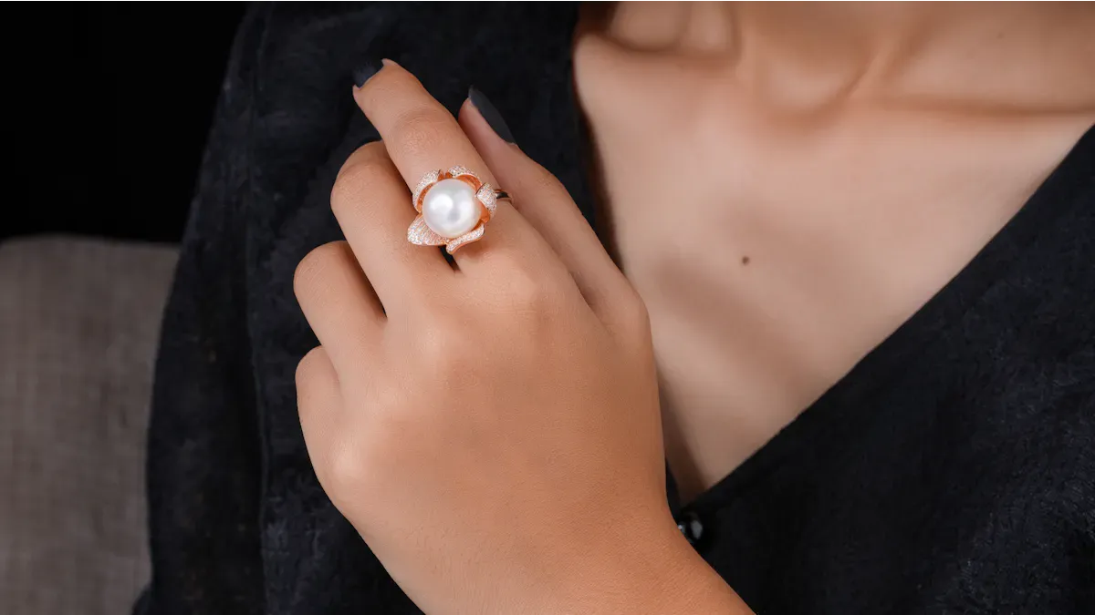 Designing silver pearl handmade rings