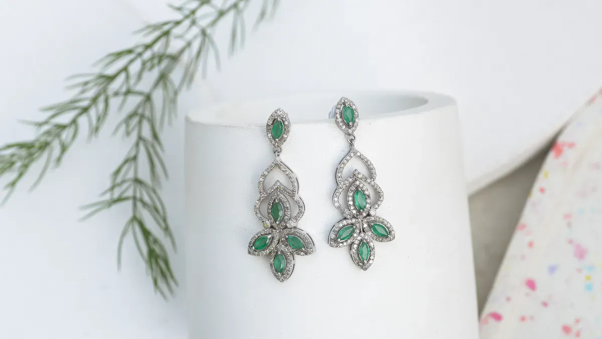 Designers for silver CZ aquamarine earrings