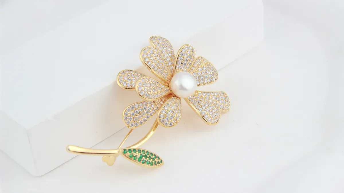 Developing a silver pearl flower enamel brooch collection
