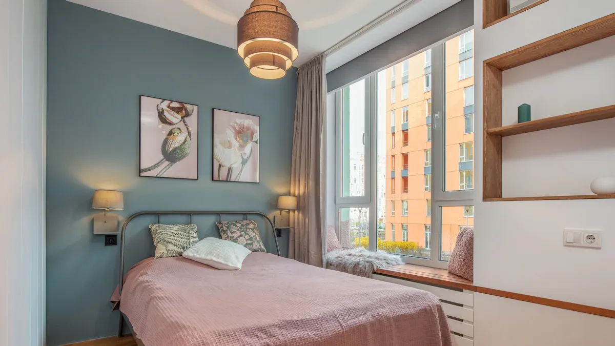Placement of the pendant light in the bedroom