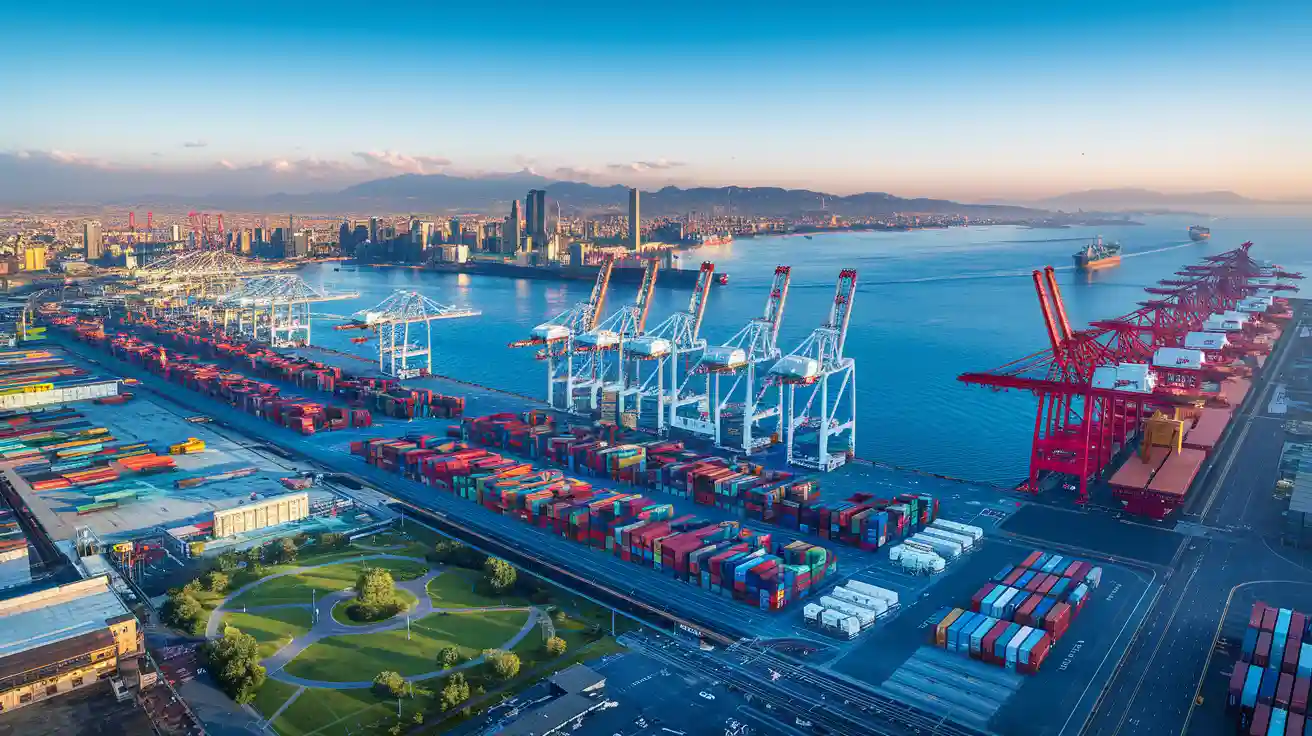 Port of Genoa panoramic view