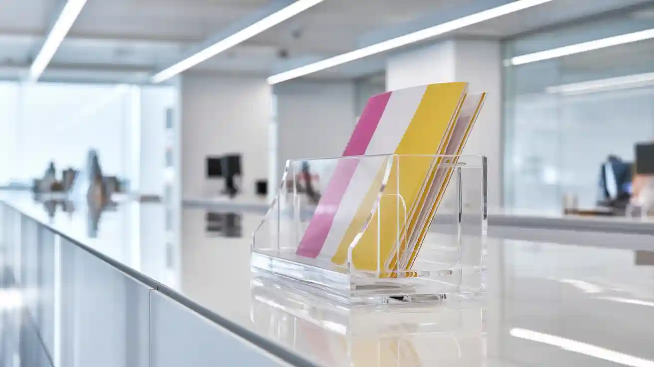 Acrylic Brochure Holder in Modern Office