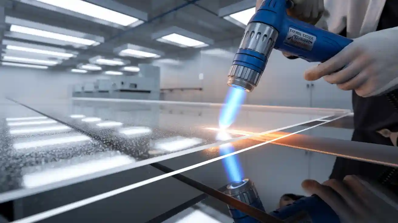 Flame polishing acrylic edge process: before and after