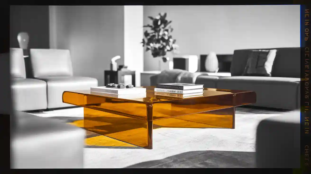 Amber Acrylic Coffee Tables Break Old Design Rules