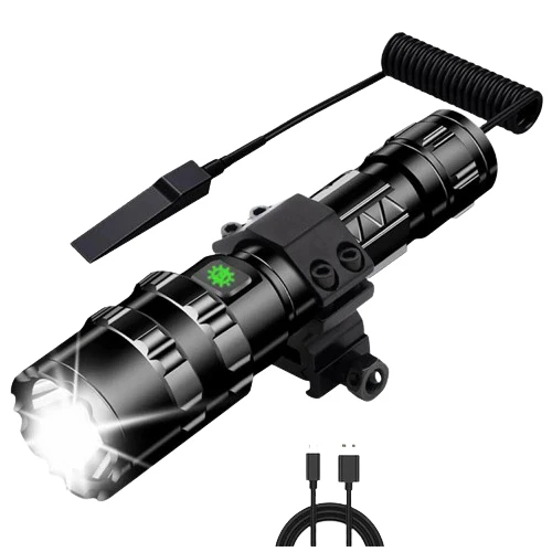 A high-power tactical flashlight with magnetic attraction, surprisingly powerful in function