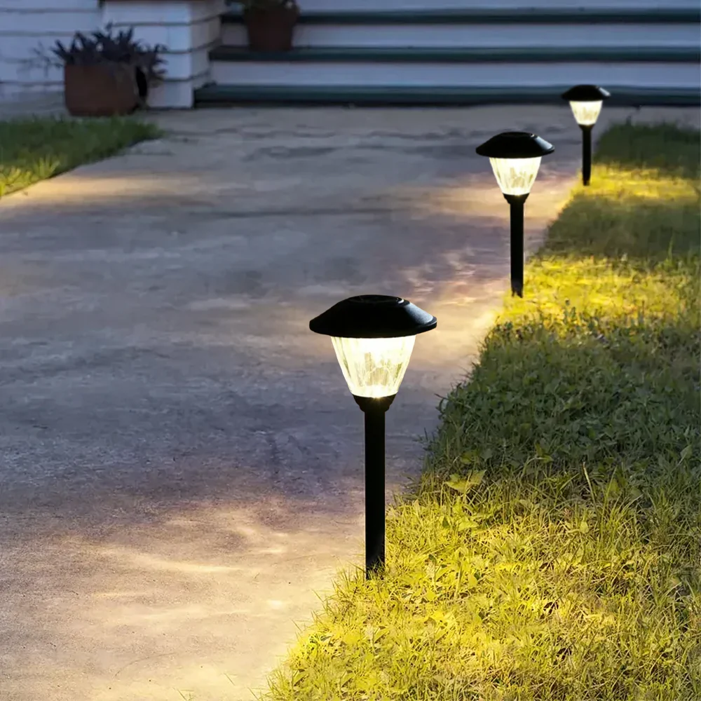 Modern Außenstehleuchte LED Konisch Schwarz Metall Solar Außenbereich