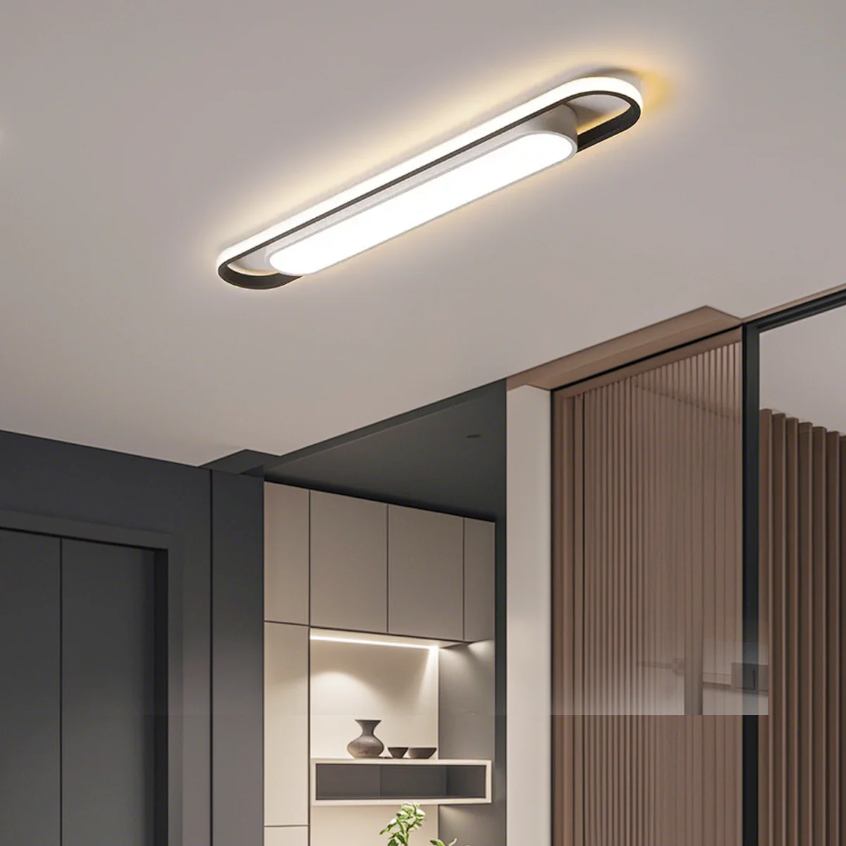 Moderne Deckenleuchte Weiß Metall Acryl Elliptische Wohnzimmer