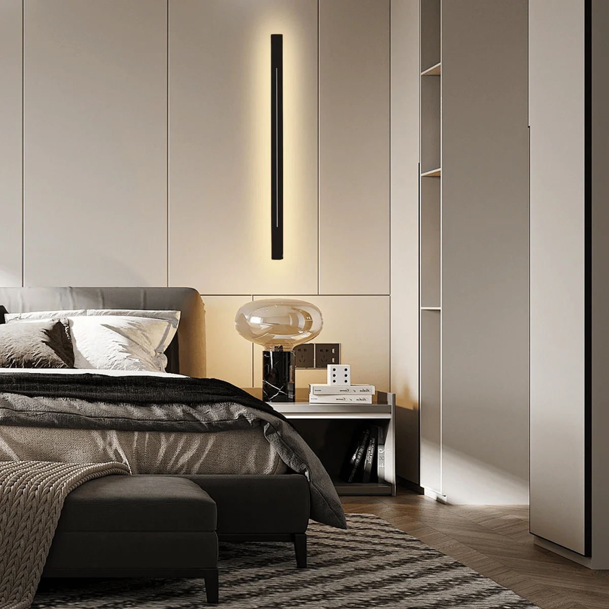 Minimalistische Wandleuchte Metall Gold Wohn/Schlafzimmer