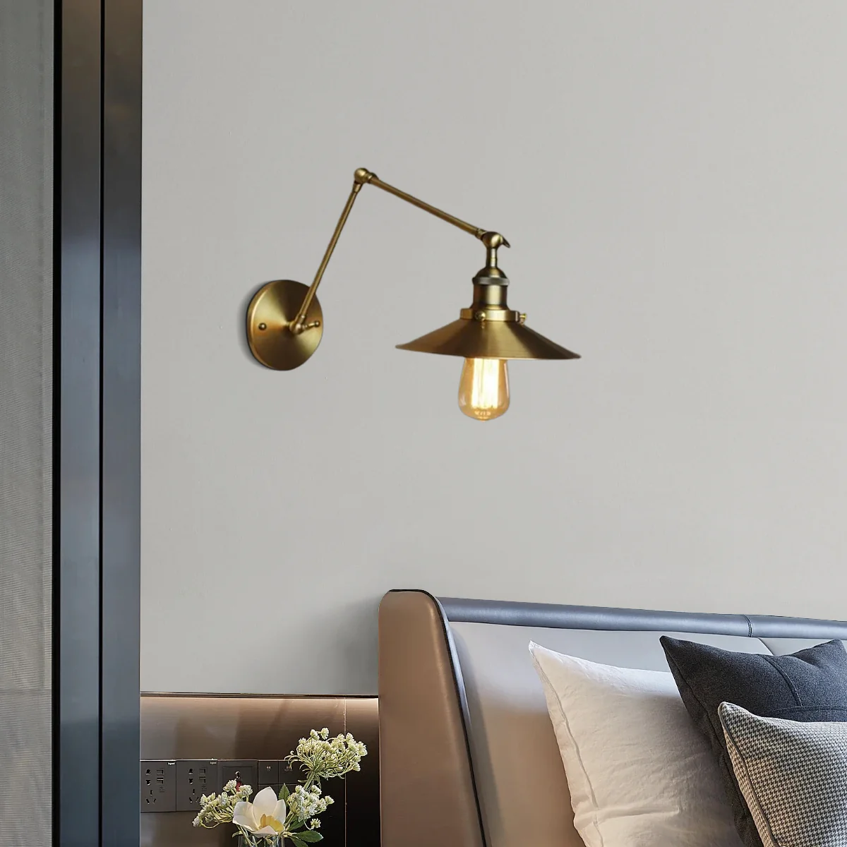 Vintage Wandleuchte LED Metall Messing Schlaf/Wohnzimmer