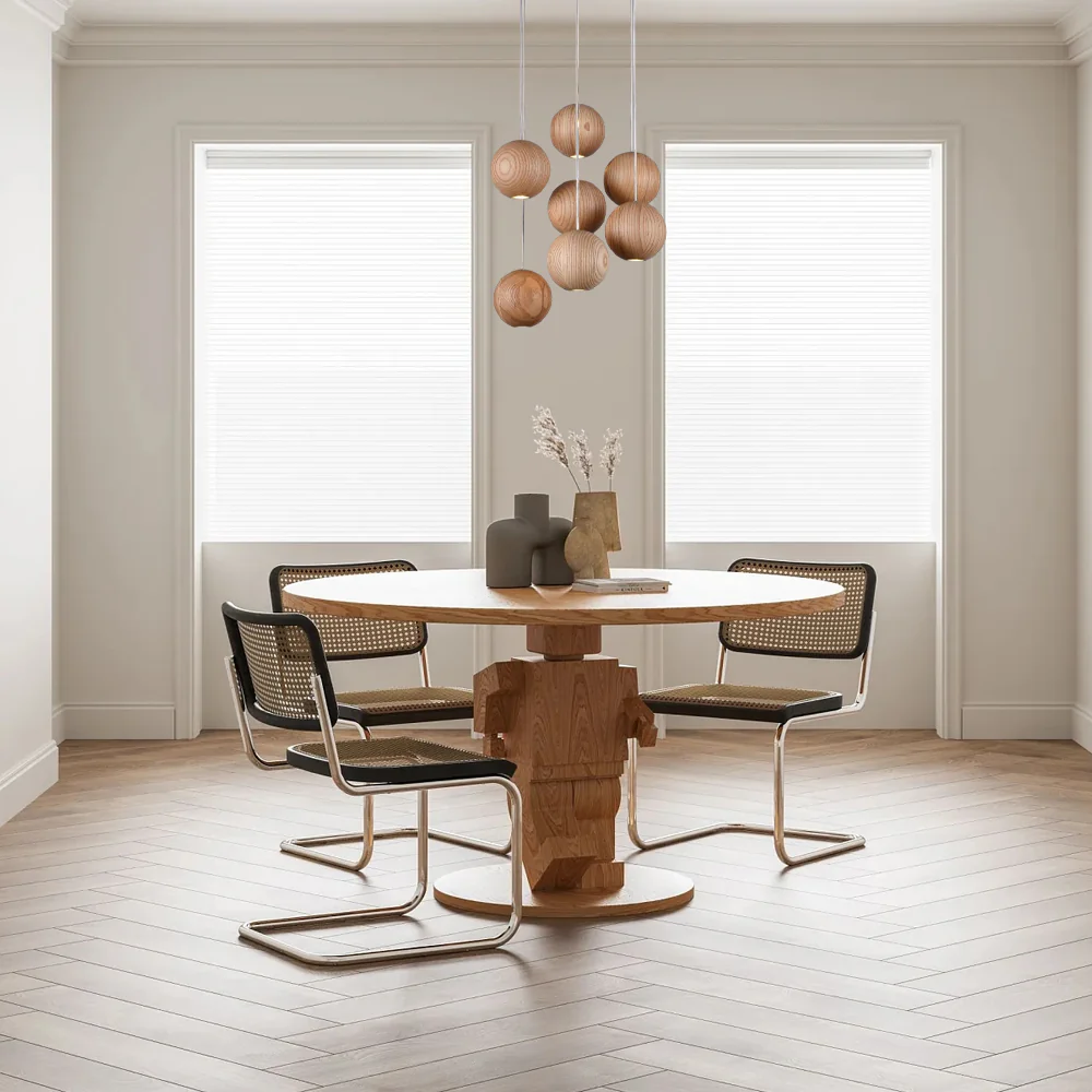 Modern Pendelleuchte Holz Walnuss Schlafzimmer