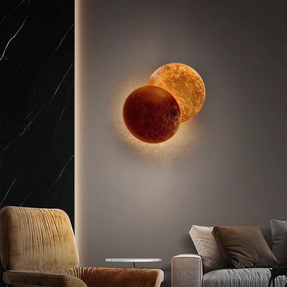 Nordic Mond Wandleuchte LED Gold/Roter Bronzer Metall Wohn/Schlafzimmer