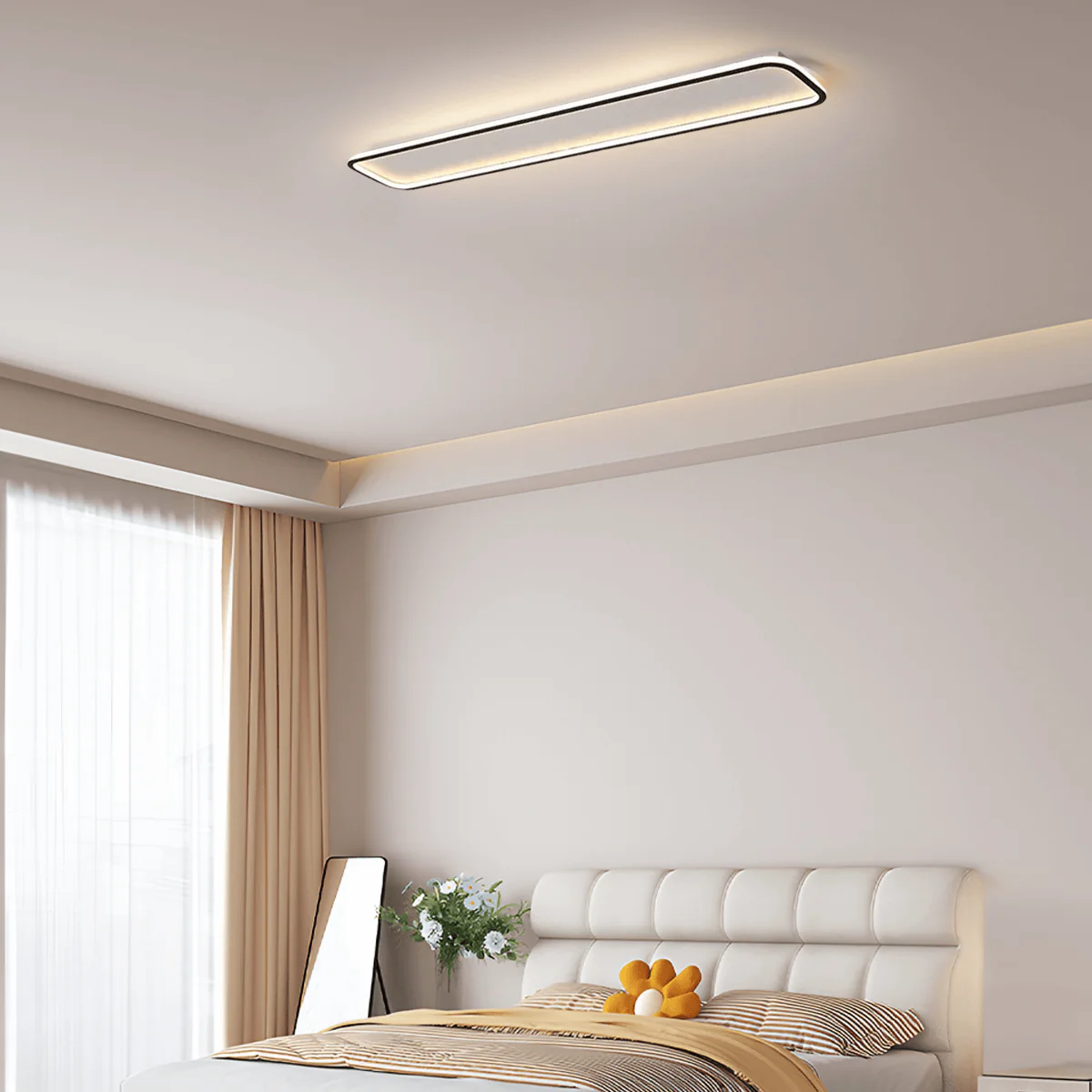 Moderne Deckenleuchte LED Rechteckig Schwarz Metall Ess/Schlafzimmer