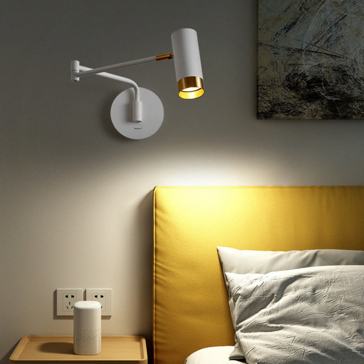 Minimalistisch Wandlampe Metall Weiß Schlafzimmer