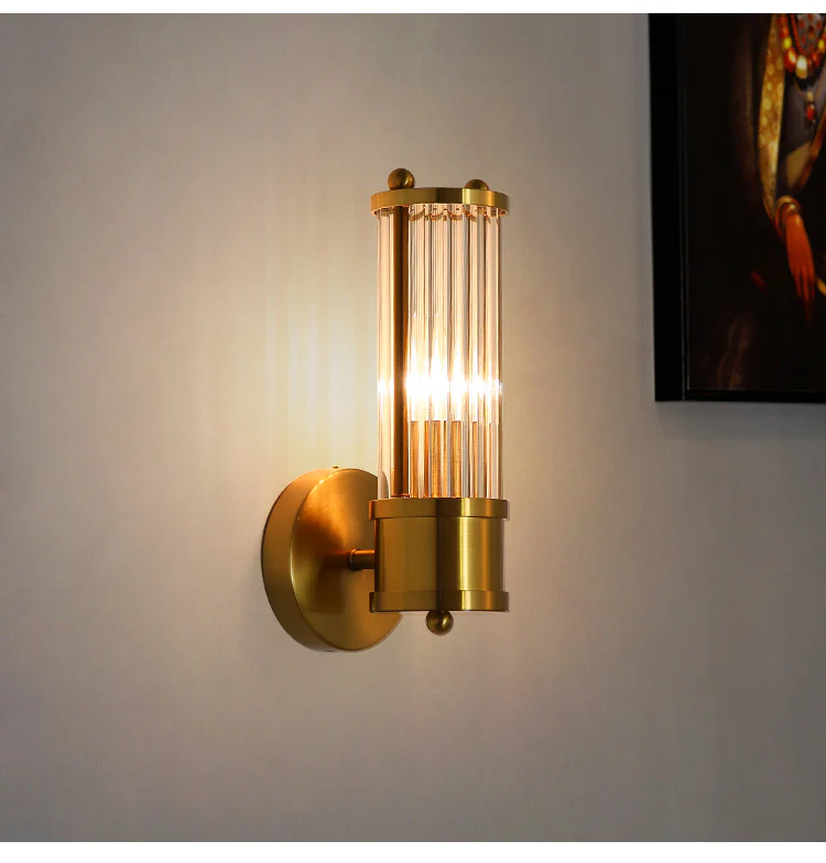 Industriell Wandlampe Metall/Glas Gold Schlafzimmer