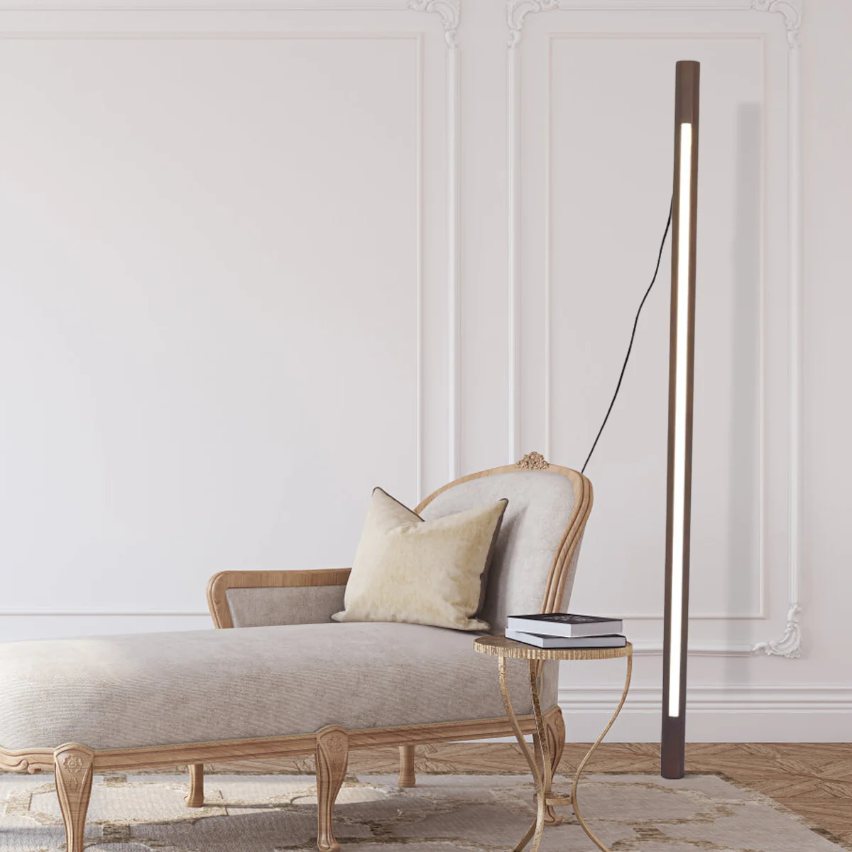 Minimalistisch Stehlampe LED Linear Holz Wohnzimmer
