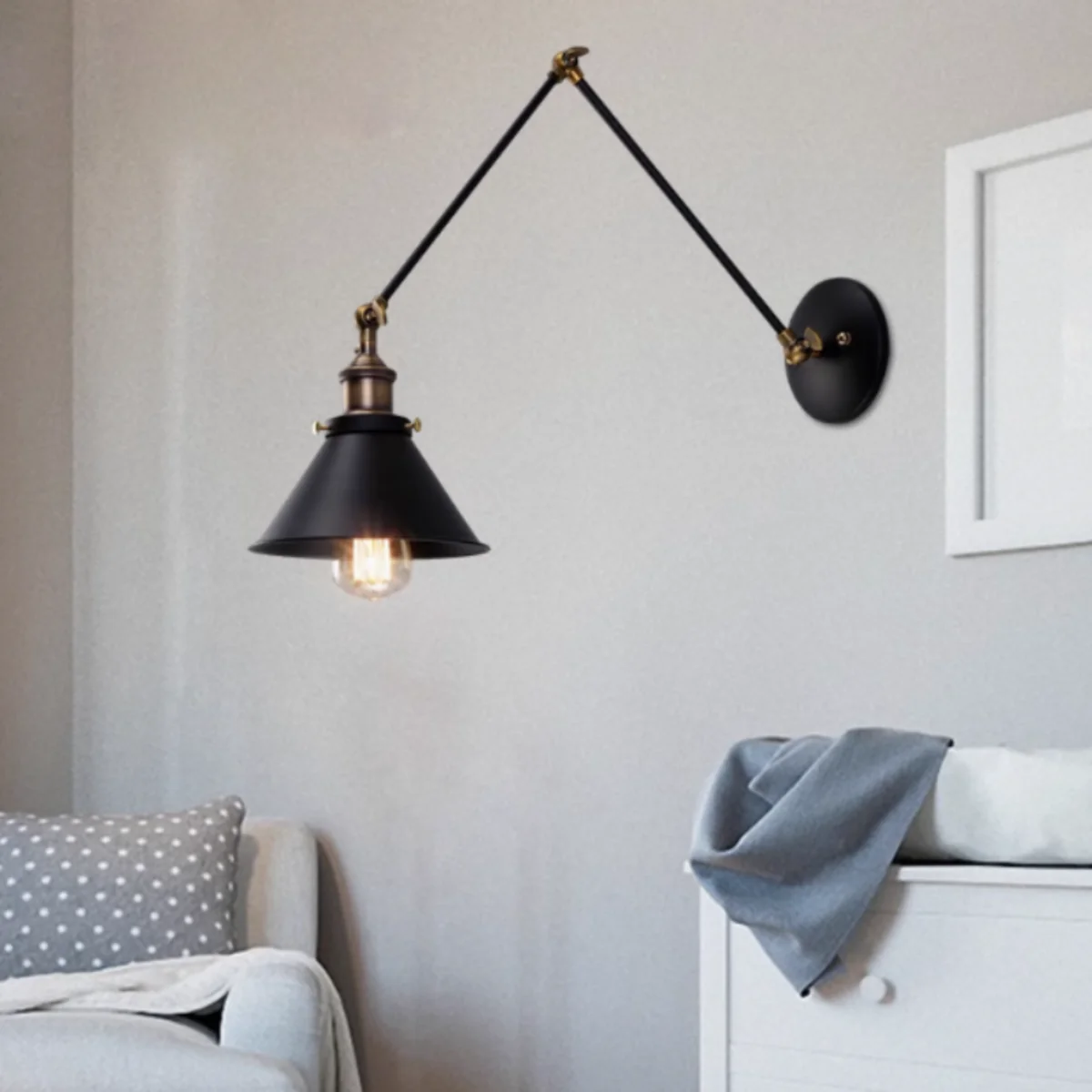 Industriell Wandleuchte Metall Schwarz/Klar Esszimmer