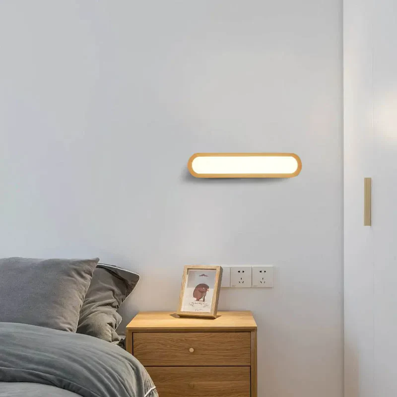 Minimalistisch Wandlampe Acryl Holzfarbe Wohnzimmer