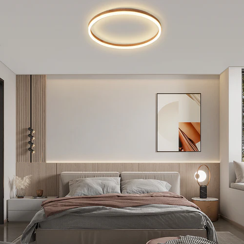 Minimalistisch Deckenleuchte LED Holz Hellbraun Schlafzimmer