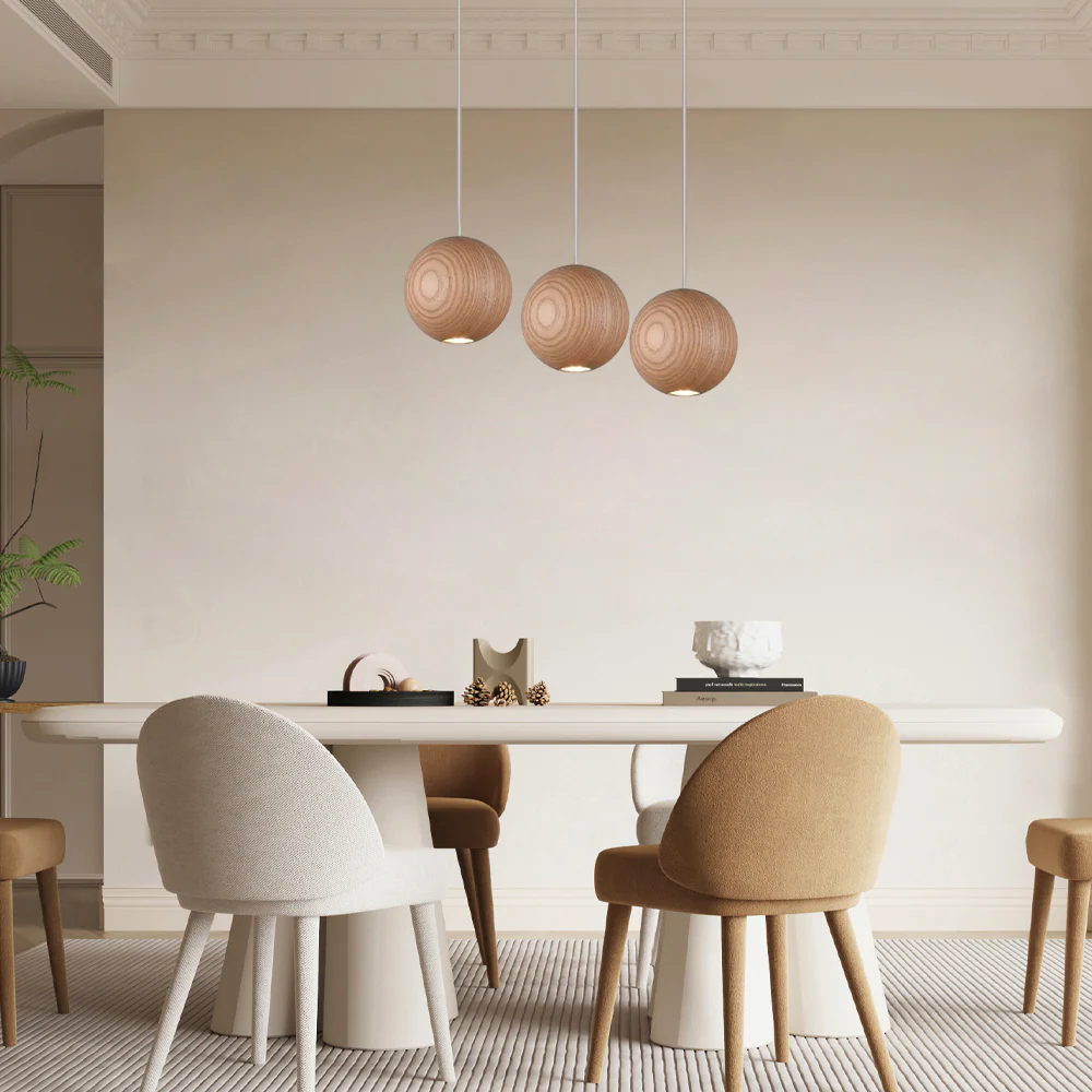 Modern Pendelleuchte Holz Walnuss Schlafzimmer