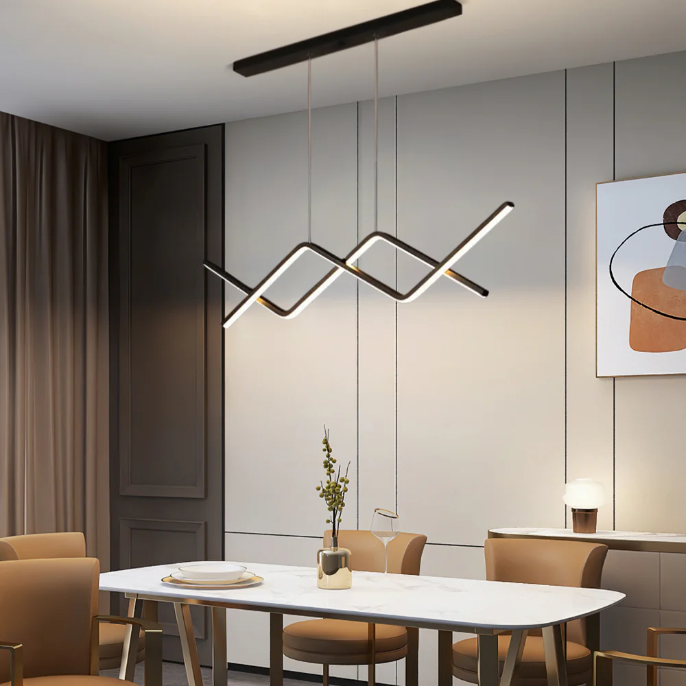 Minimalistisch Pendelleuchte Metall Schwarz Esszimmer