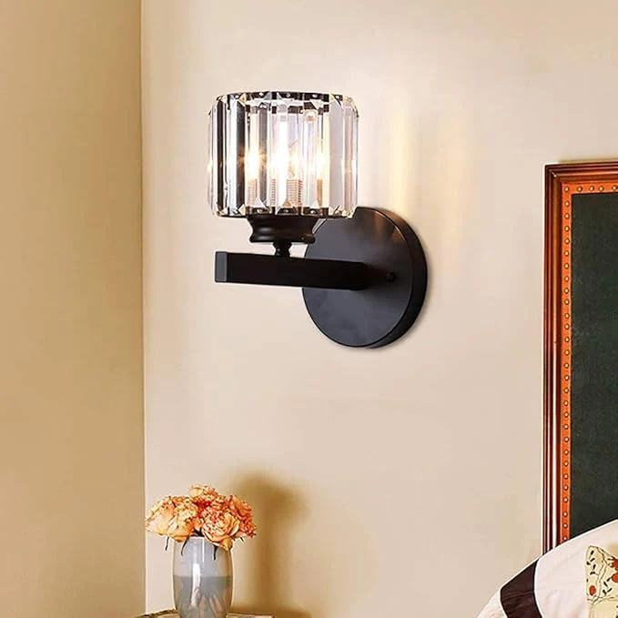 Art Deco Wandlampe Kristall Schwarz Schlafzimmer