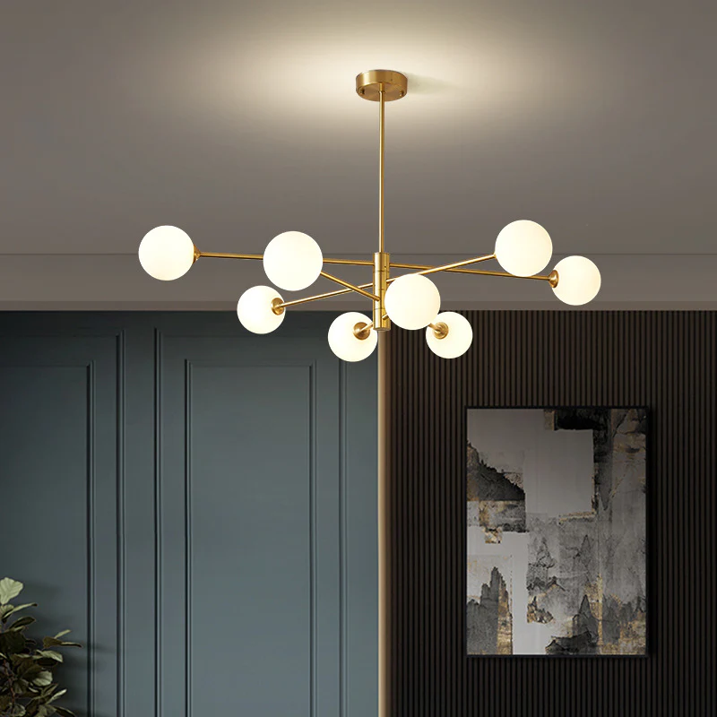 
Designer Kronleuchter Metall Glas Schwarz Kuper Esszimmer