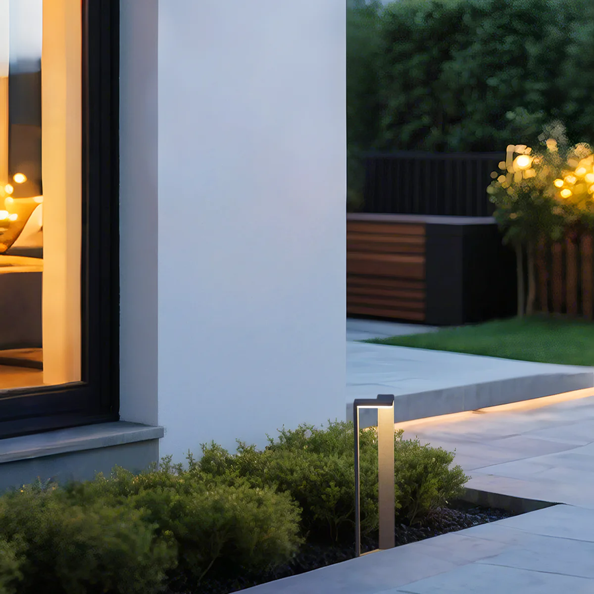 Minimalistische Außenstehleuchte LED Rechteckig Metall Schwarz Garten
