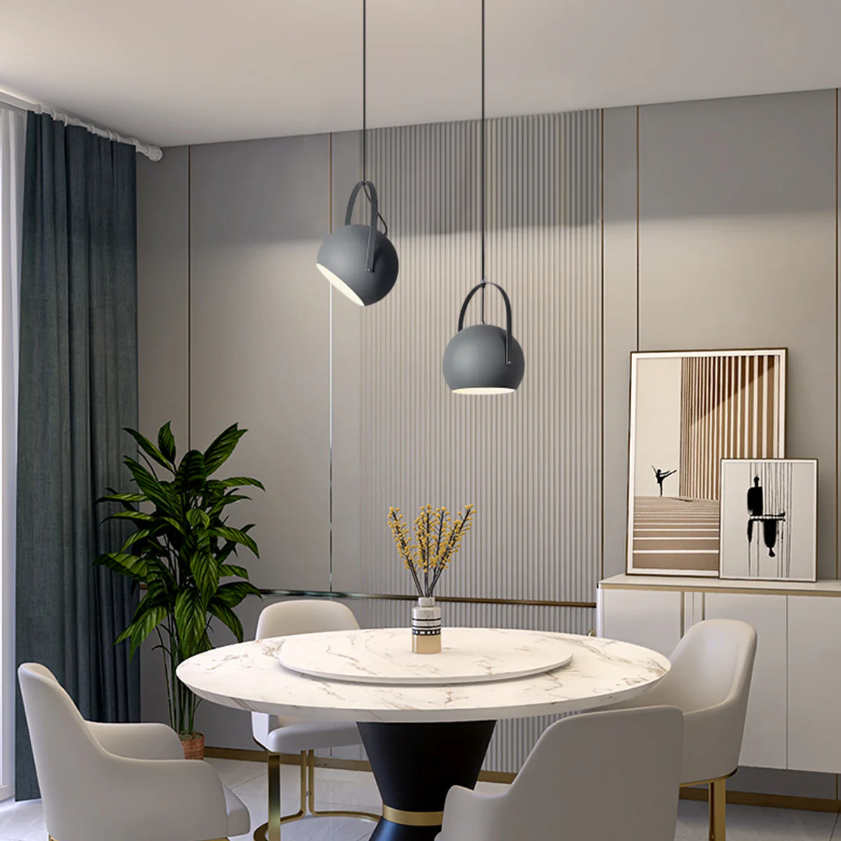 Nordic Pendelleuchte LED Rund Morandi Metall Esszimmer
