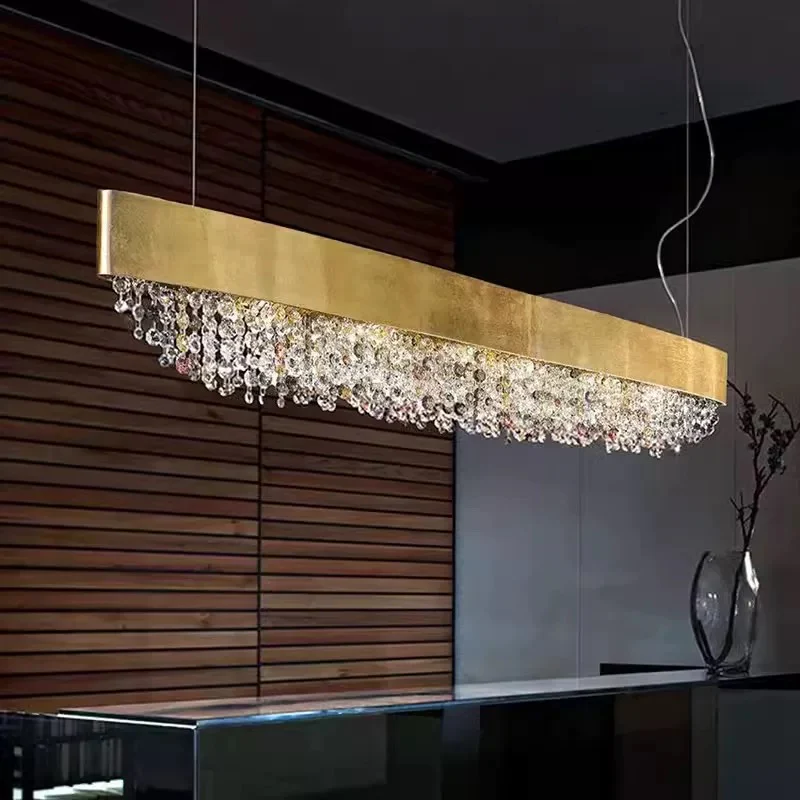 Moderne Luxus Pendelleuchte LED Ellipse Kristall Esszimmer