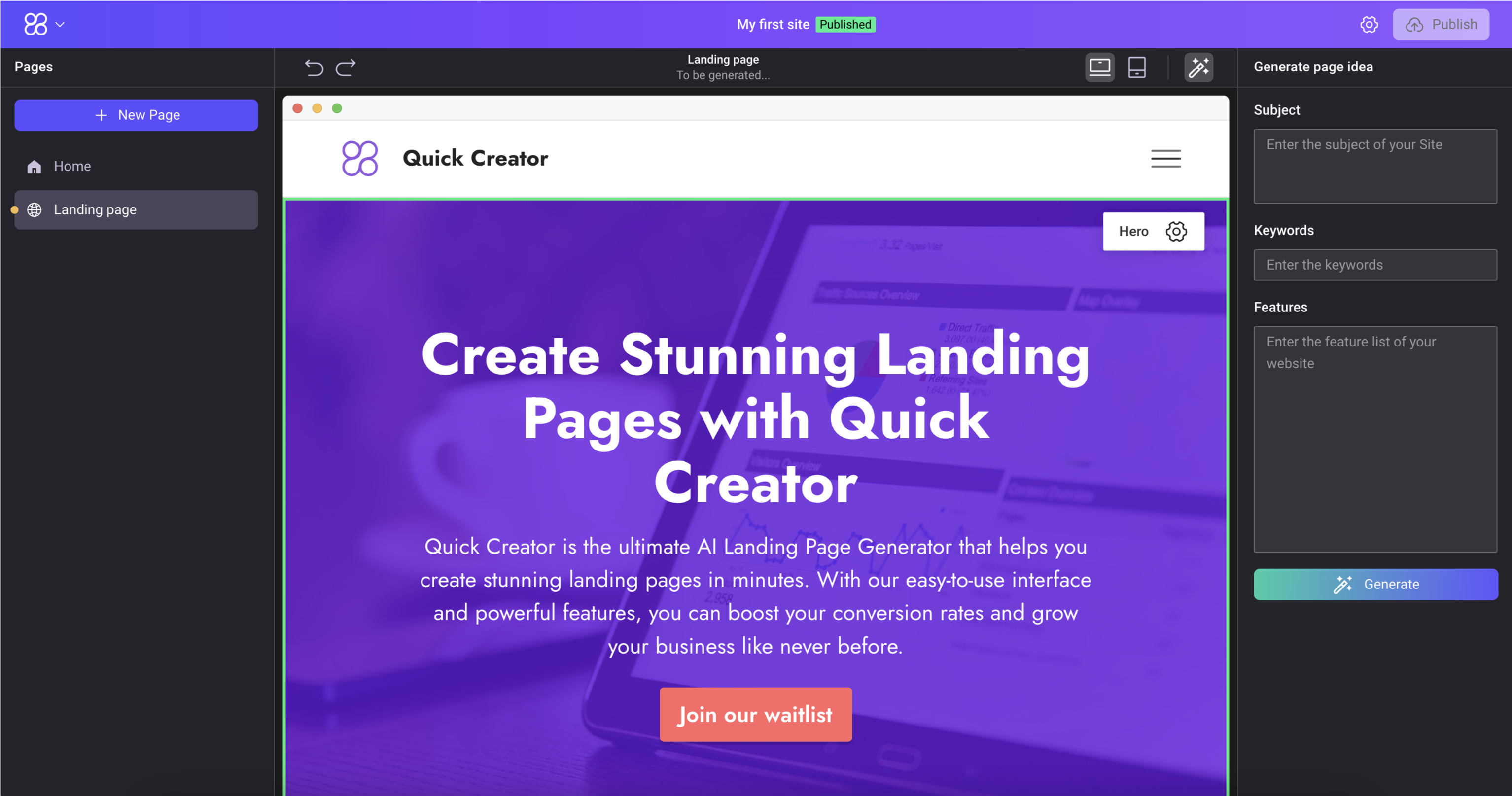 Streamlining Your Landing Page Creation Process with Quick Creator