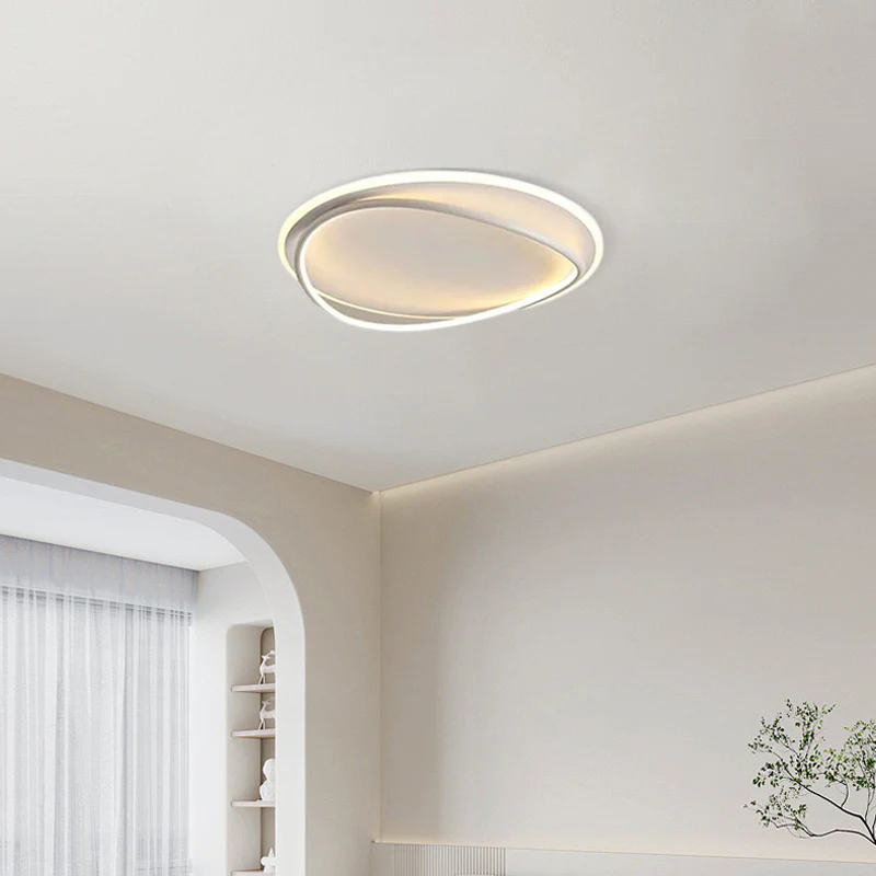 Velora Modern Ring Ceiling Light — Dimmable White/Black Metal for Study Room