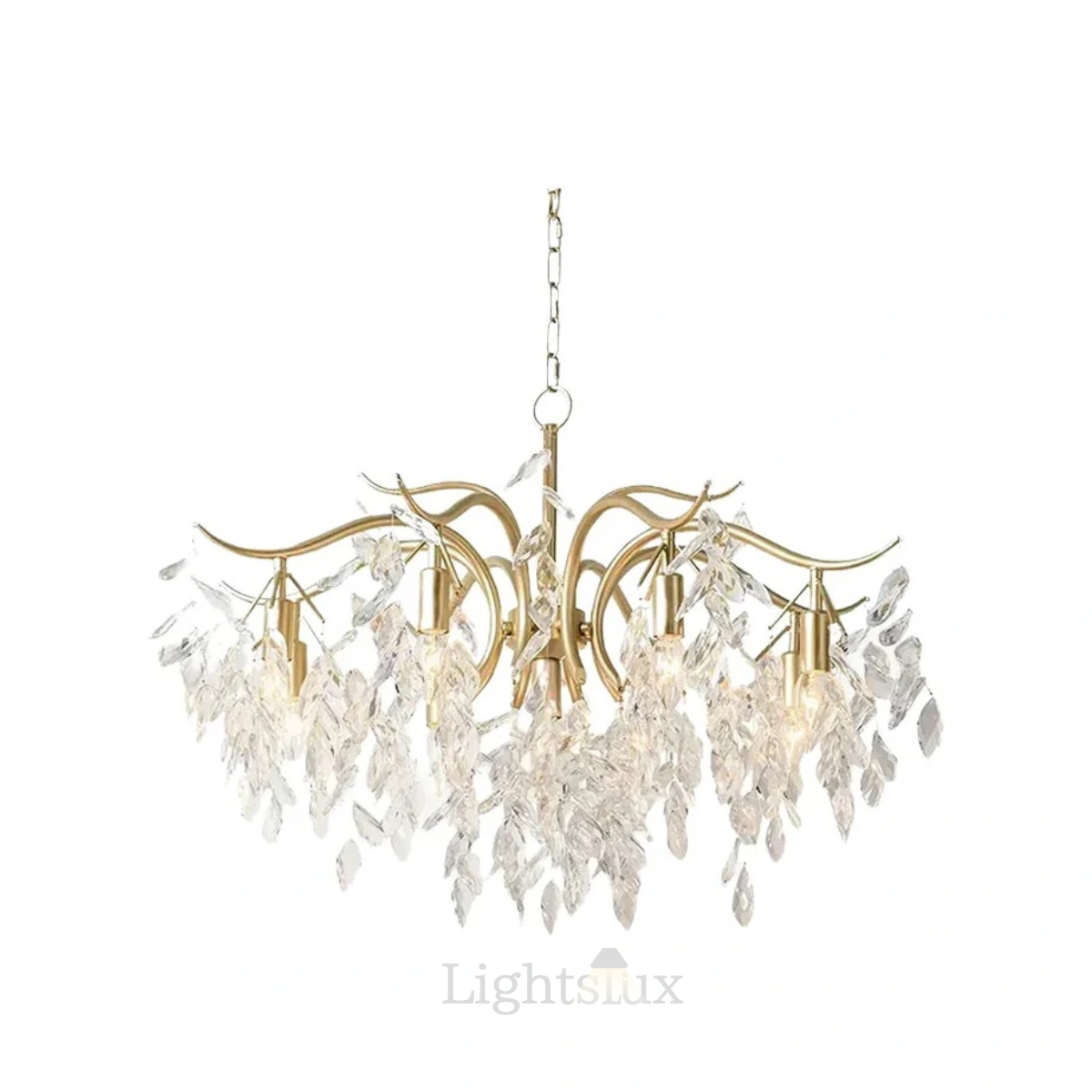 Excelis Royal Crystal Chandelier – Luxurious Black/Gold Finish for Living/Dining Room