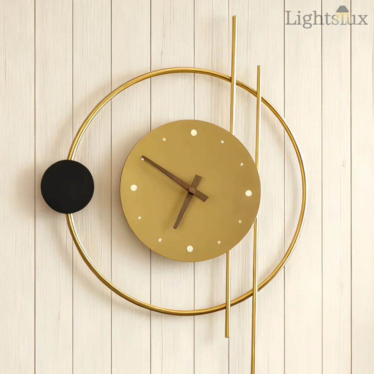 Irondale Art Deco Wall Lamp – Black/Gold Clock-Inspired Design for Living Room