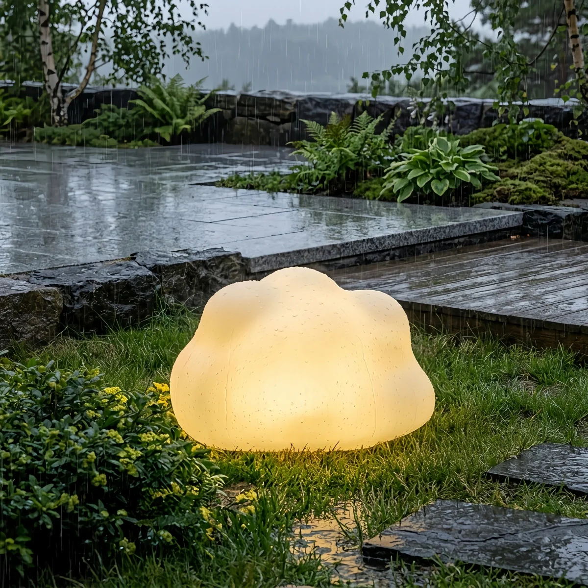 Outdoor Floor Lamp in the Rain