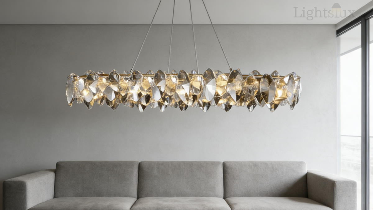 Excelis luxury Crystal Chandelier - Gold Metal for Bedroom/Dining Room