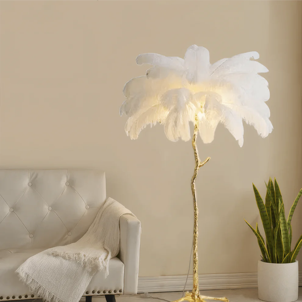 Lunara Nordic Feather Floor & Table Lamp – Luxury Lighting in 9 Colors Options Indoor