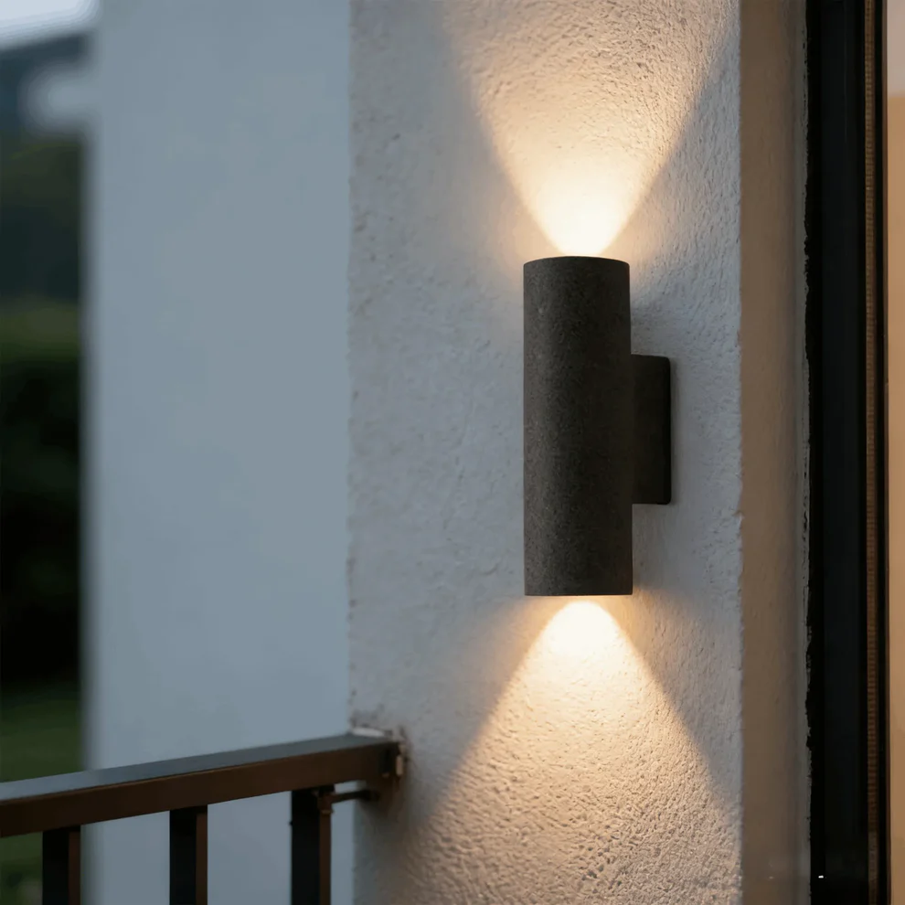 Arcato Modern Outdoor Wall Lamp- Black/White Cement Cylindrical Light for Courtyar