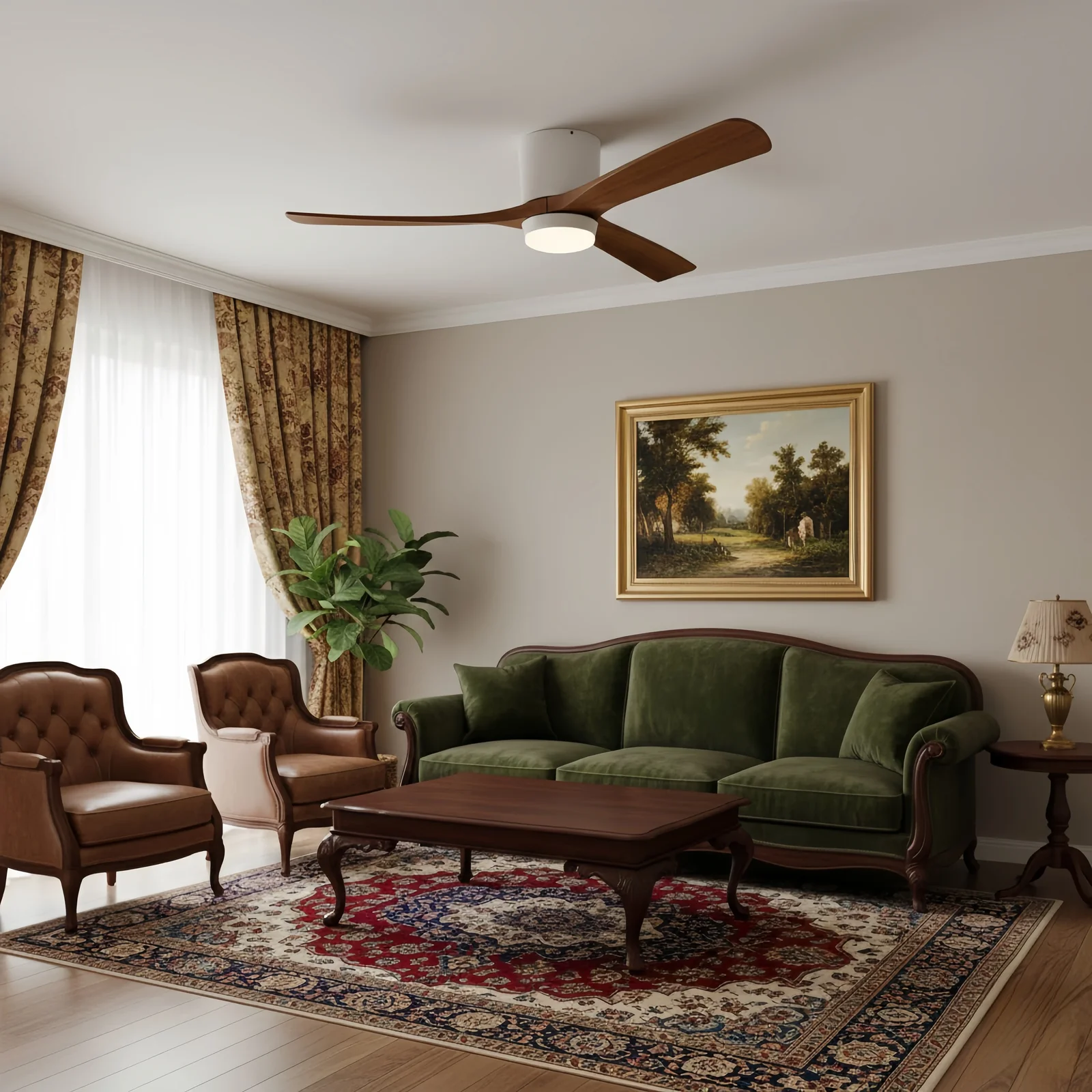 Lunara Nordic Ceiling Fan Light – Wood Clean Lines Quiet Airflow for Living Room/Bedroom