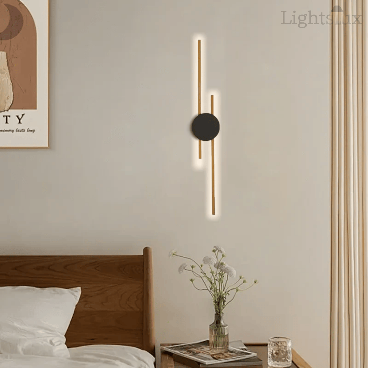 Arcato Modern Linear Wall Lamp - Black/Gold Metal for Living Room