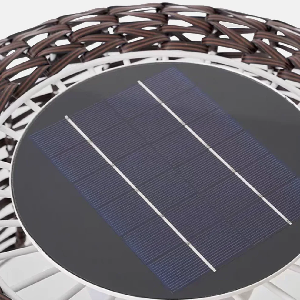 Bamburo Vintage Rattan Solar Outdoor Floor Lamp – Black Metal Hooded Terrace