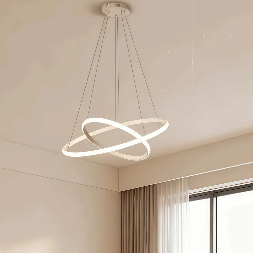 Velora Modern Metal Ring Pendant Light – Dimmable Fixture for Living