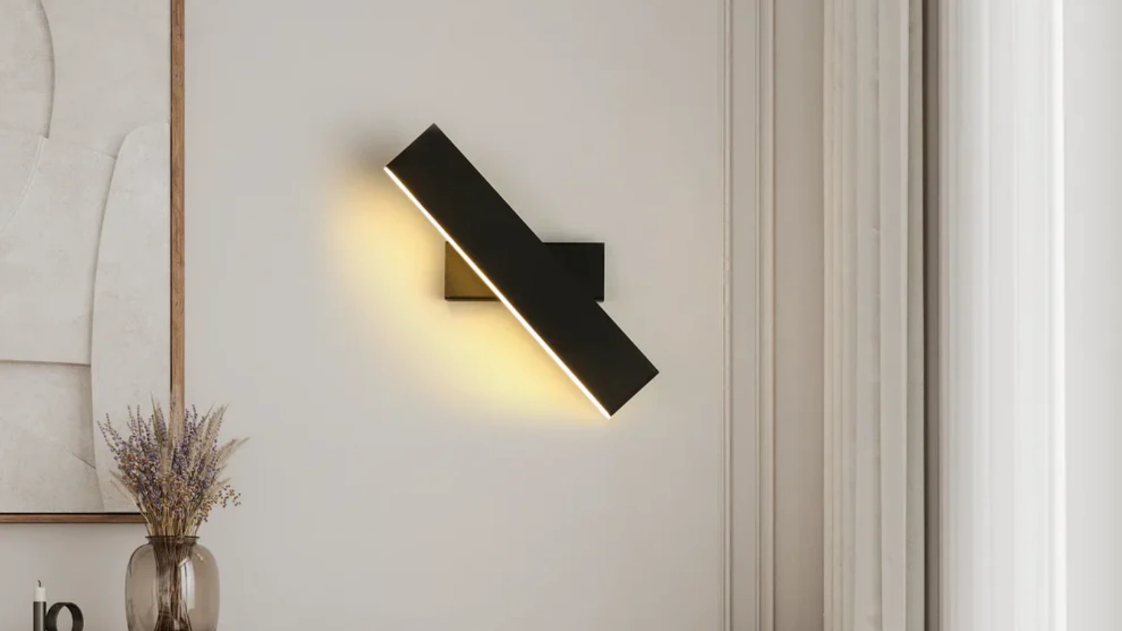 Arcato Modern Rectangular Wall Lamp for Bedroom – Black/Gold/Brown Metal